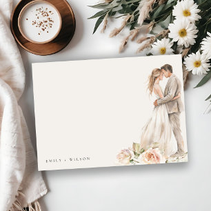 Weiche Rose Blütenkopf Botanische Hochzeit Mitteilungskarte