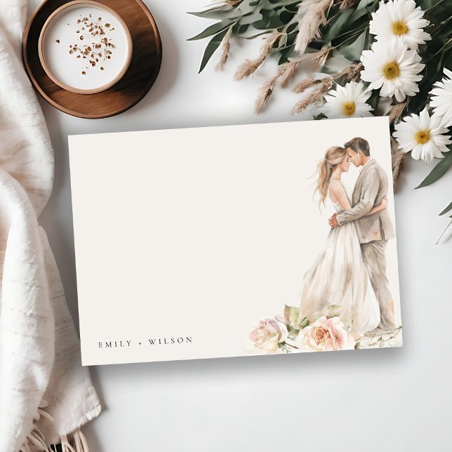Weiche Rose Blütenkopf Botanische Hochzeit Mitteilungskarte (Von Creator hochgeladen)