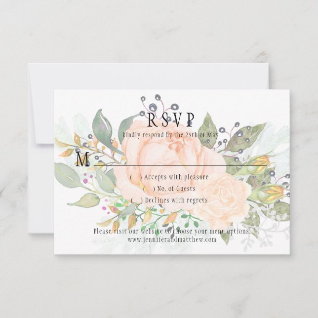 Weiche Rose Gelbe Rosenknospe Grünpflanzen UAWG RSVP Karte (Vorderseite)