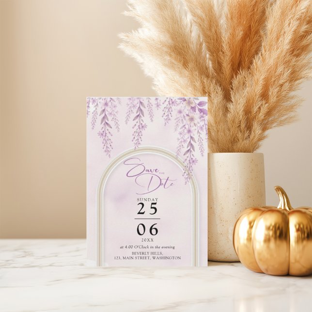 Weiche Rosé-Lavendel-Blumen-Hochzeits-QR-Code Save The Date (Von Creator hochgeladen)