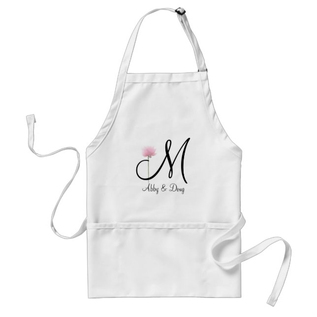 Weiche Rose mit Monogramm Schürze (Vorne)