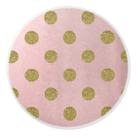 Weiche Rose Pink Gold Glitzer Glam Polka Dots Chic Keramikknauf