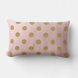 Weiche Rose Pink Gold Glitzer Glam Polka Dots Nied Lendenkissen