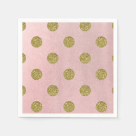 Weiche Rose Pink Gold Glitzer Glam Polka Dots Part Serviette