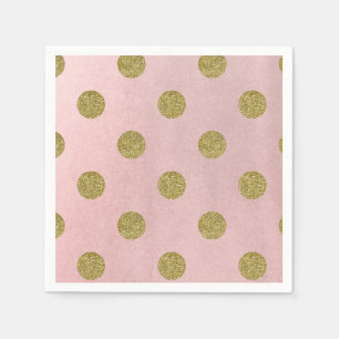 Weiche Rose Pink Gold Glitzer Glam Polka Dots Part Serviette