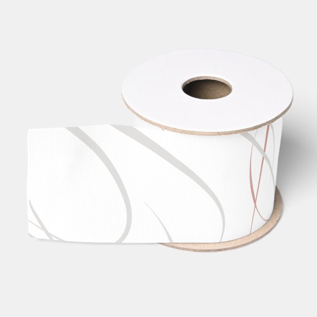 Weiche Rose Rosa und Graue Schnörkel Hochzeit Ripsband (Spule)