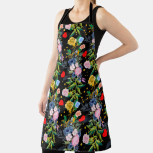 Weiche Rose, schwarzes Feld Rose Schürze