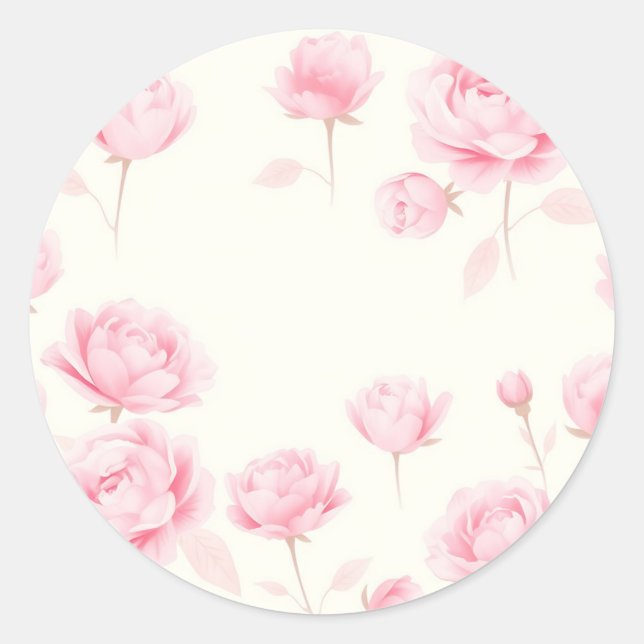 Weiche Rose und Peonings Runder Aufkleber (Vorderseite)
