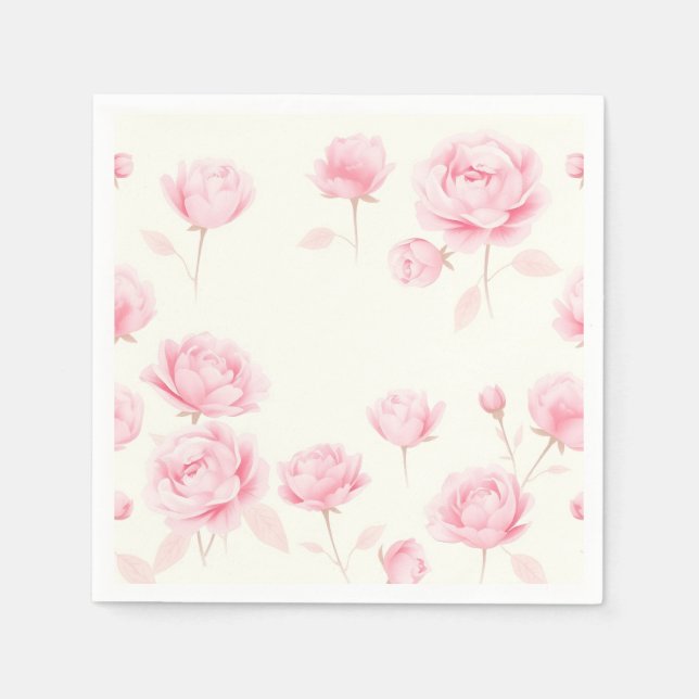 Weiche Rose und Peonings Serviette (Vorderseite)