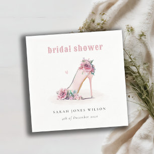 Weiche Rosérote High Heels Florale Hochzeitsshower Serviette