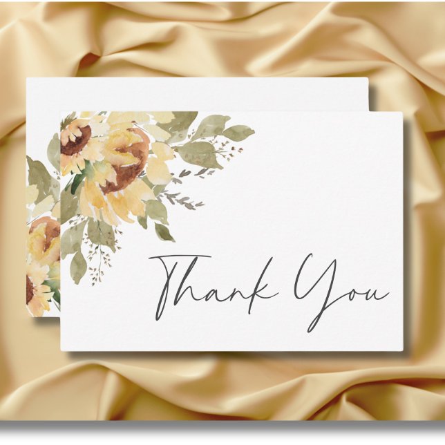 Weiche rustikale große Boho Sonnenblumen Hochzeit Dankeskarte (Soft Rustic Large Boho Sunflowers Wedding Thank You Card)