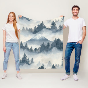 Weiche schneebedeckte Berggipfel - Blau Weiß Fleecedecke