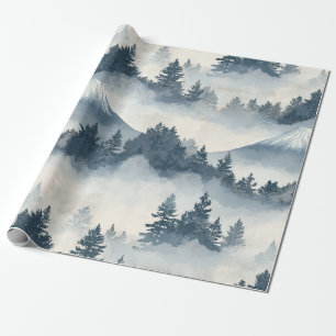 Weiche schneebedeckte Berggipfel - Blau Weiß Geschenkpapier
