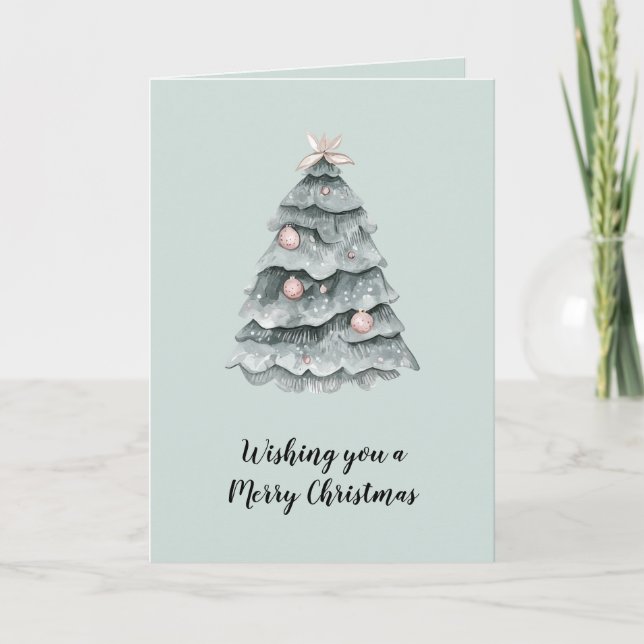 Weiche Seite Grün Weihnachtsblütenbaum Ornament Karte (Vorderseite)