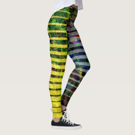 Weiche Streifen und farbige Kratzer, grünlich Leggings