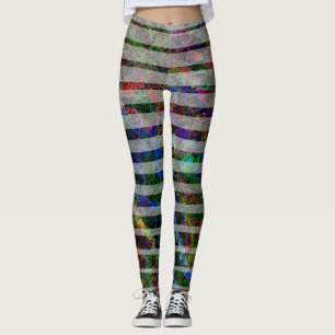 Weiche Streifen und gekratzte kleine Quadrate in L Leggings