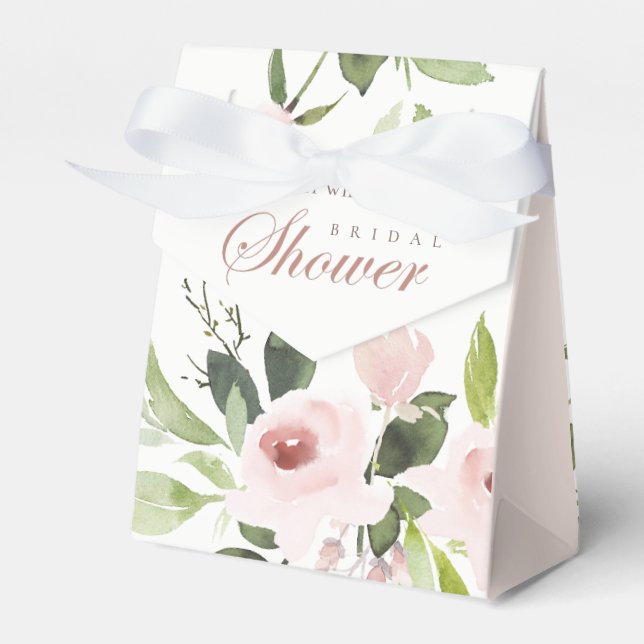 WEICHE SUBTLE BLUSH PINK ROSE FLORAL BRAUTPARTY GESCHENKSCHACHTEL (Vorderseite)