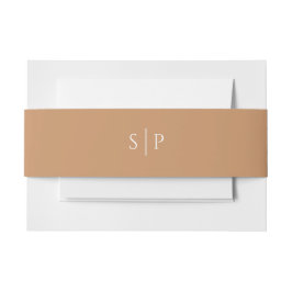 Weiche Terracota Naturpastel Hochzeitmonogramm Einladungsbanderole
