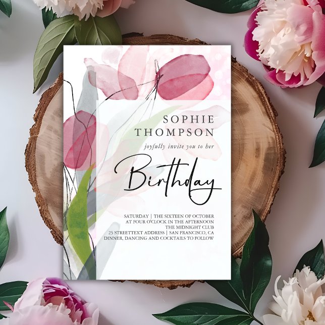 Weiche Tulpen, eleganter Geburtstag Einladung (Von Creator hochgeladen)