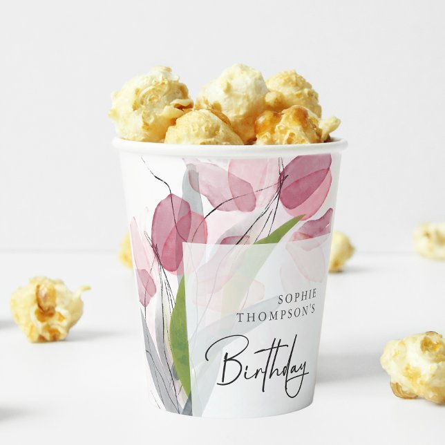 Weiche Tulpen, eleganter Geburtstag Pappbecher (Von Creator hochgeladen)