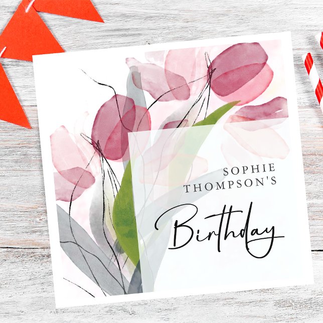 Weiche Tulpen, eleganter Geburtstag Serviette (Von Creator hochgeladen)