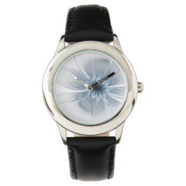 Weiche und zarte blaue Fraktal Fantasie Blume Armbanduhr