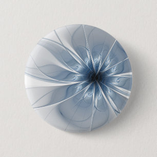 Weiche und zarte blaue Fraktal Fantasie Blume cu Button