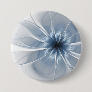 Weiche und zarte blaue Fraktal Fantasie Blume cu Button
