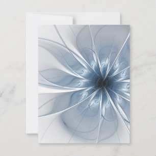 Weiche und zarte blaue Fraktal Fantasie Blume cu Dankeskarte