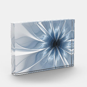 Weiche und zarte blaue Fraktal Fantasie Blume cu Fotoblock