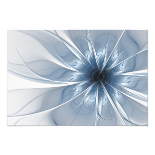 Weiche und zarte blaue Fraktal Fantasie Blume cu Fotodruck