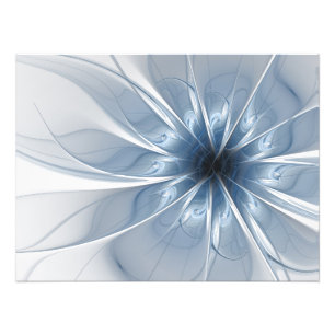Weiche und zarte blaue Fraktal Fantasie Blume cu Fotodruck
