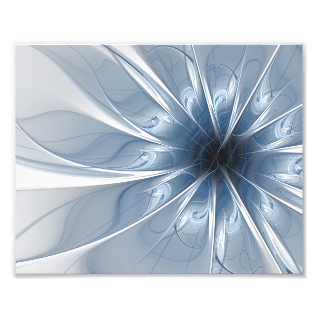 Weiche und zarte blaue Fraktal Fantasie Blume cu Fotodruck (Vorne)
