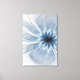Weiche und zarte blaue Fraktal Fantasie Blume cu Leinwanddruck