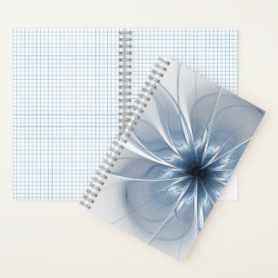 Weiche und zarte blaue Fraktal Fantasie Blume cu Notizbuch