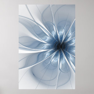 Weiche und zarte blaue Fraktal Fantasie Blume cu Poster