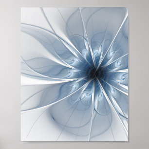 Weiche und zarte blaue Fraktal Fantasie Blume cu Poster