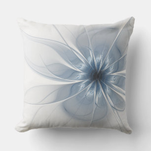 Weiche und zarte blaue Fraktal Fantasie Blume Kissen