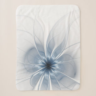Weiche und zarte blaue Fraktal Fantasie Blume Sherpadecke
