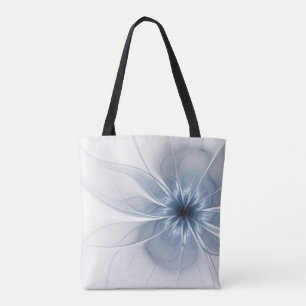 Weiche und zarte blaue Fraktal Fantasie Blume Tasche