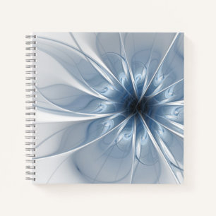 Weiche und zarte blaue fraktale Fantasy-Blumen cu Notizbuch