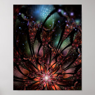 Weiche und zarte fraktale Fantasieblume einladend Poster
