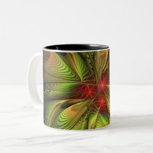 Weiche und zarte fraktale Fantasieblumen Zweifarbige Tasse
