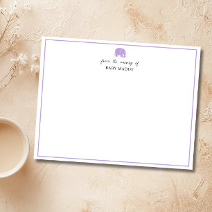 Weiche Violette Elefanten-Kinderzimmer-Schreibware Einladung