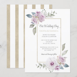 Weiche Violette Lila Lavendel Goldblume Hochzeit Einladung
