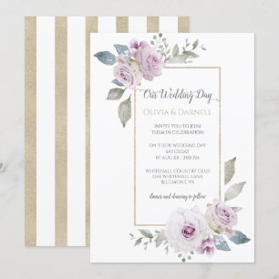 Weiche Violette Lila Lavendel Goldblume Hochzeit Einladung