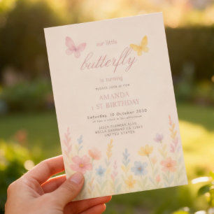 Weiche Wasserfarbe Blumengeburt Einladung