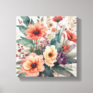 Weiche Wasserfarbe Blumenstrauß Kunst Leinwanddruck