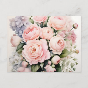 Weiche Wasserfarbe Bouquet mit Rose Peonys Postkarte