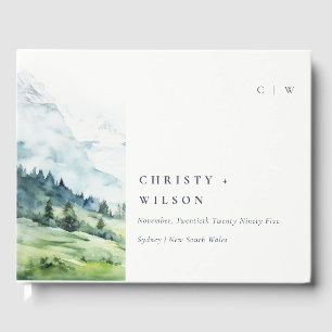 Weiche Wasserfarbe Schneeberg Landschaft Hochzeit Gästebuch